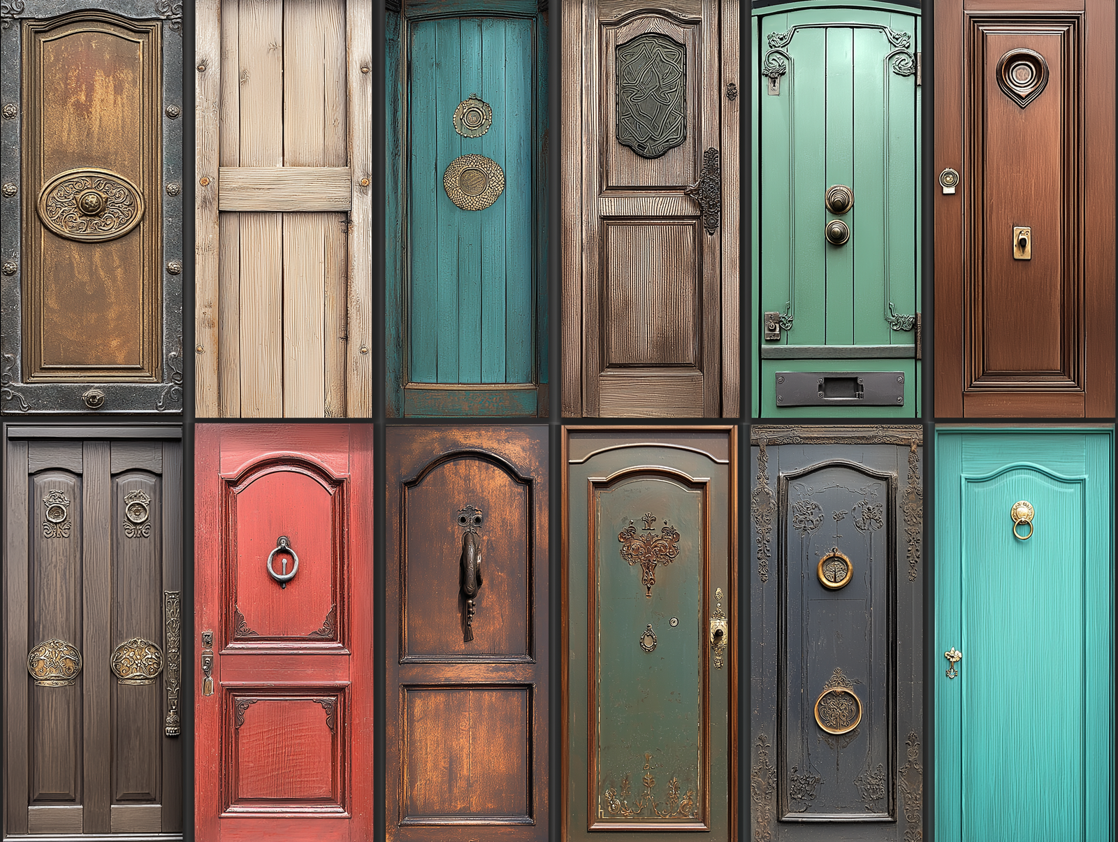 collection of doors of various colors and styles