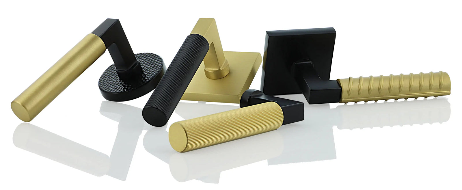 modern contemporary viaggio hardware black and satin brass mixed finishes