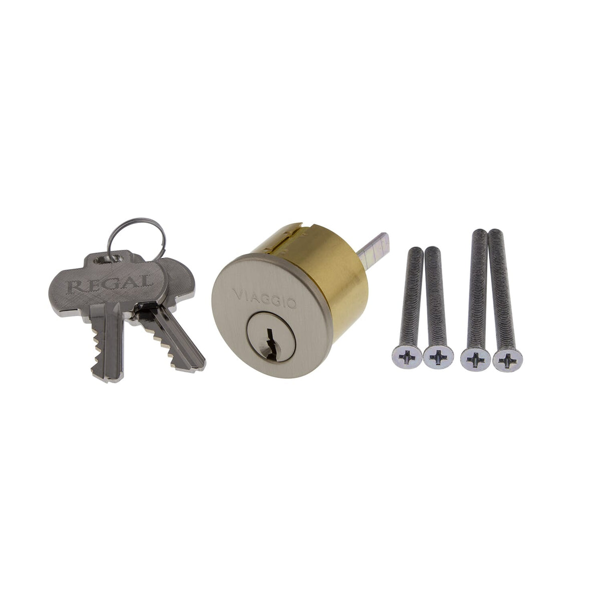 Deadbolt Cylinder and Cover with Key Code in Satin Nickel