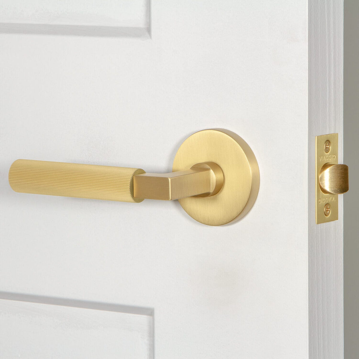 Circolo Rosette with Contempo Fluted Lever in Satin Brass