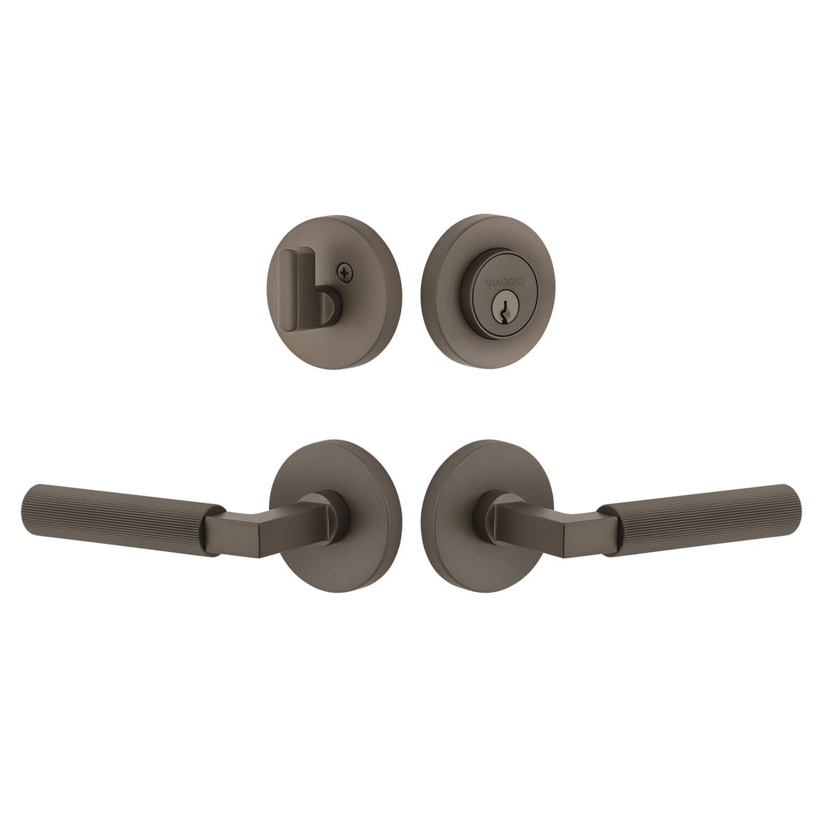 Circolo Rosette Entry Set with Contempo Fluted Lever  in Titanium Gray