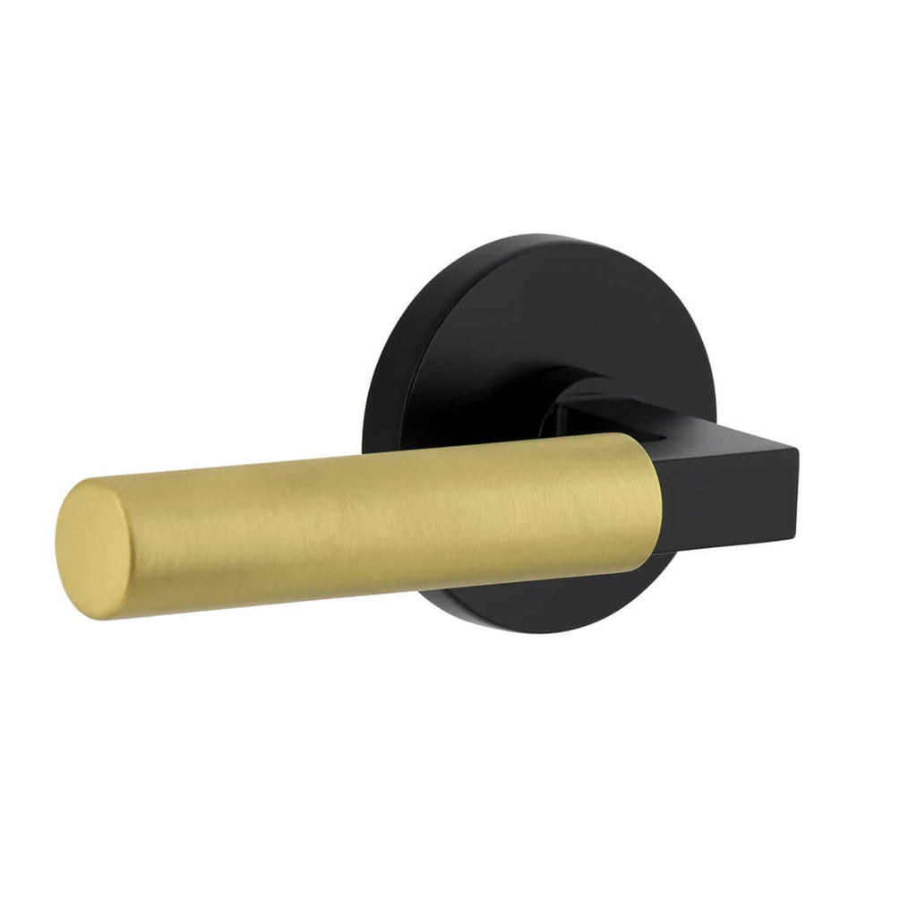 Circolo Rosette in Satin Black with Satin Brass Contempo Smooth Lever