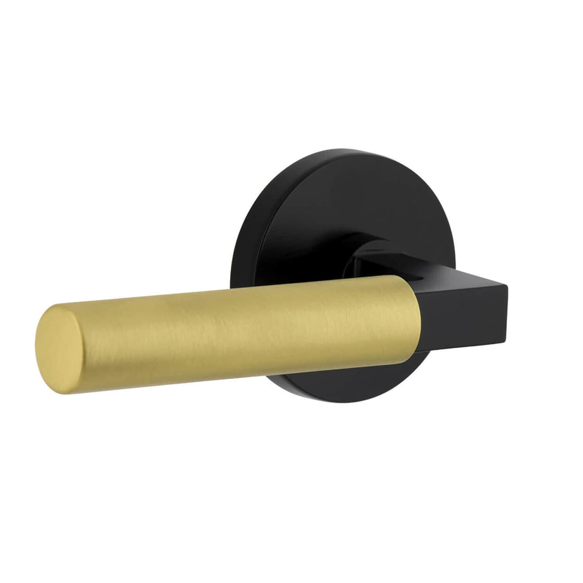 Circolo Rosette in Satin Black with Satin Brass Contempo Smooth Lever