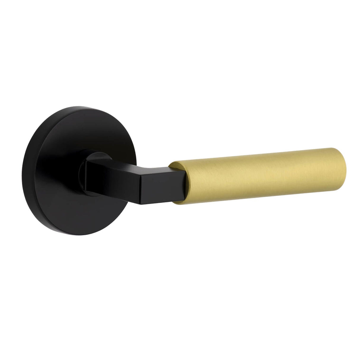 Circolo Rosette in Satin Black with Satin Brass Contempo Smooth Lever