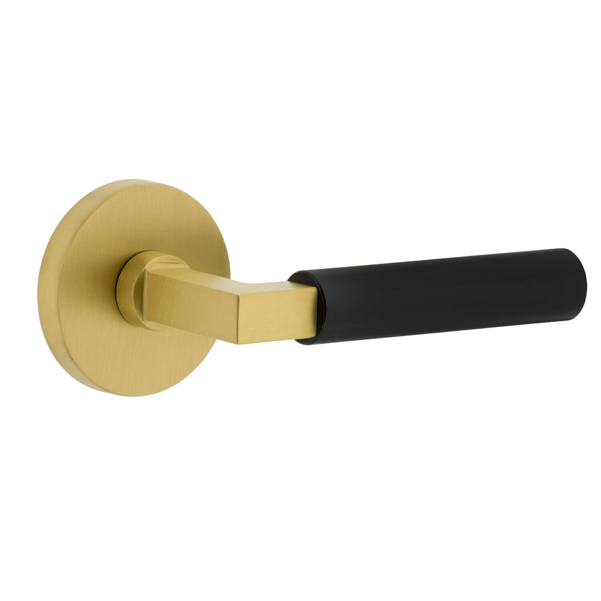 Circolo Rosette in Satin Brass with Satin Black Contempo Smooth Lever