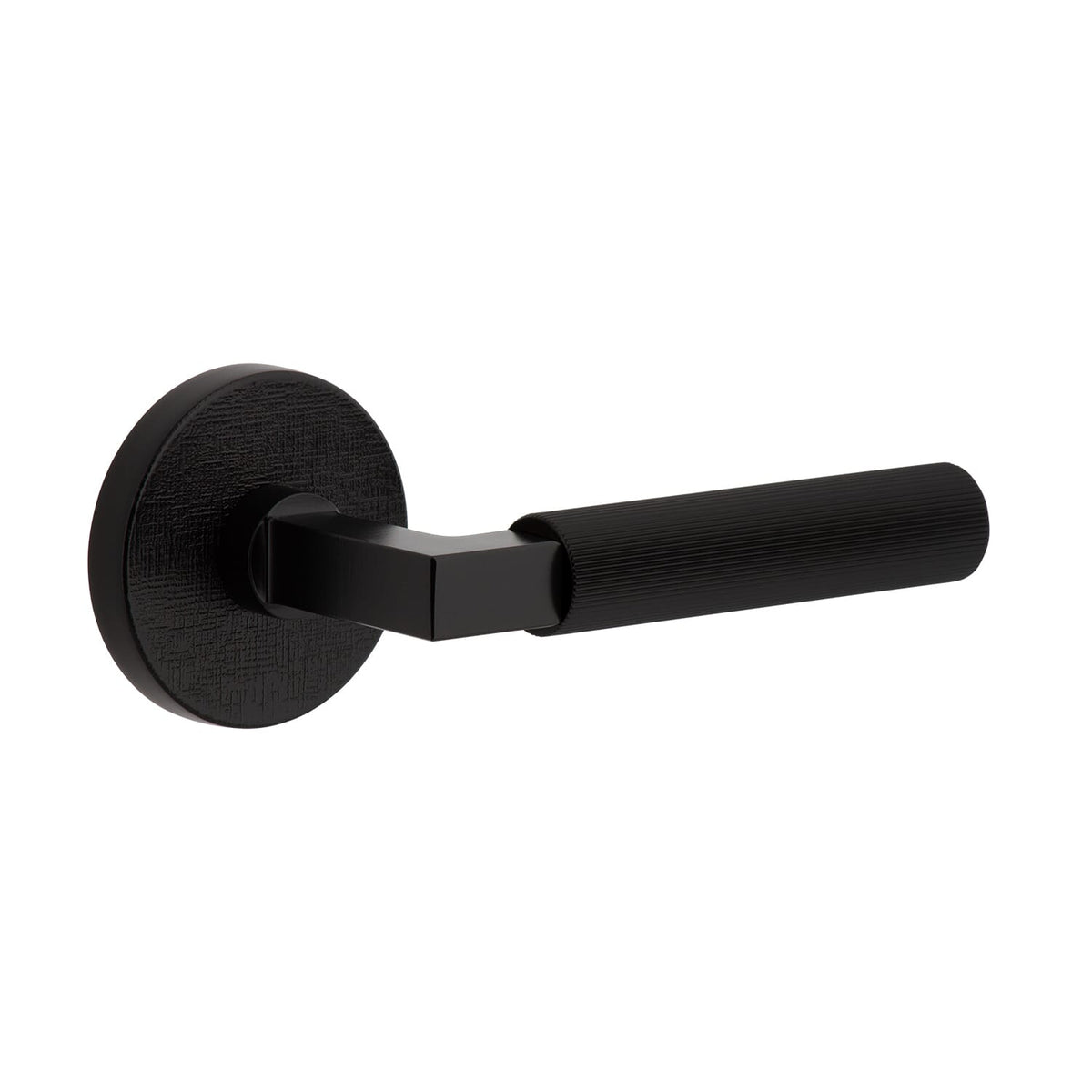 Circolo Linen Rosette with Contempo Fluted Lever in Satin Black