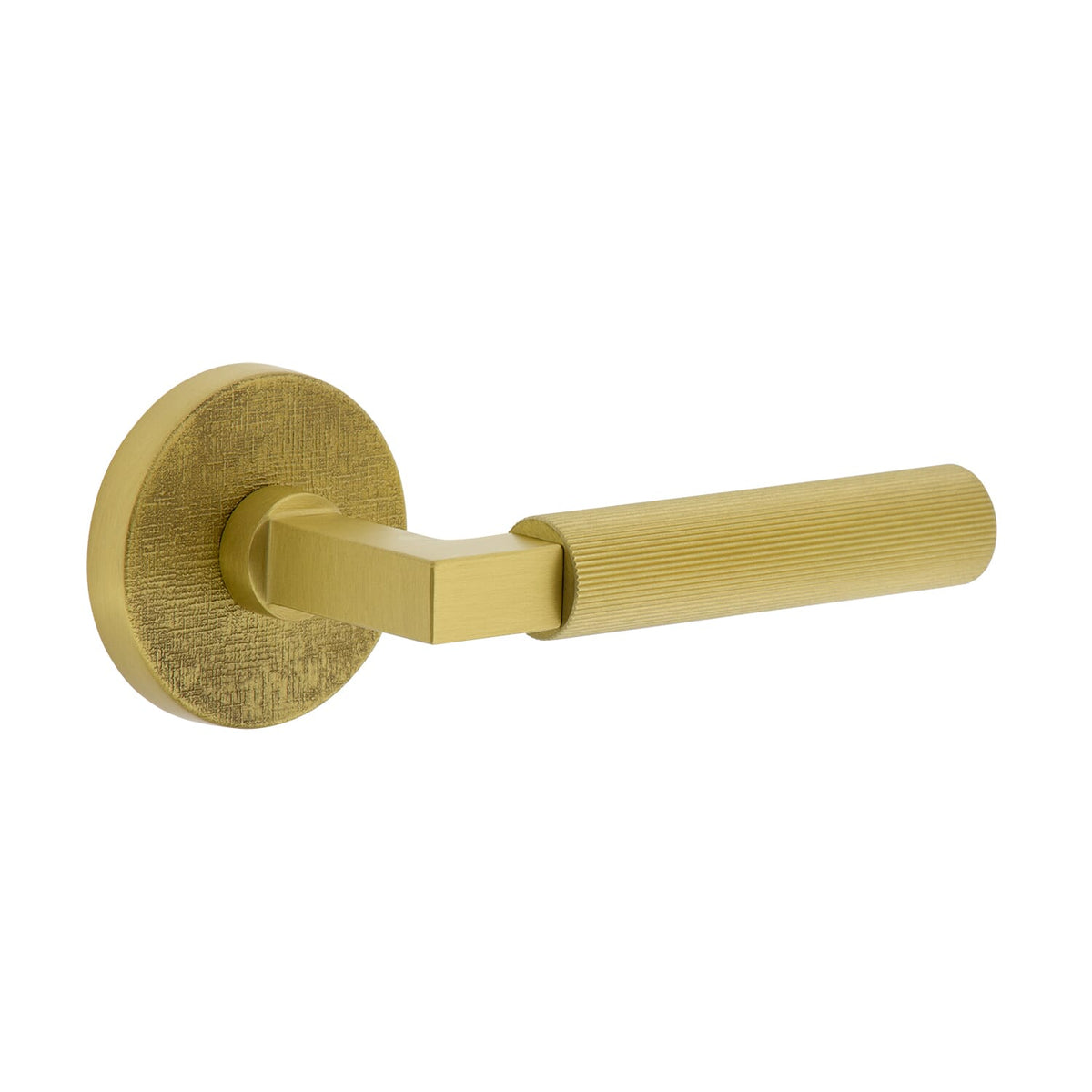 Circolo Linen Rosette with Contempo Fluted Lever in Satin Brass