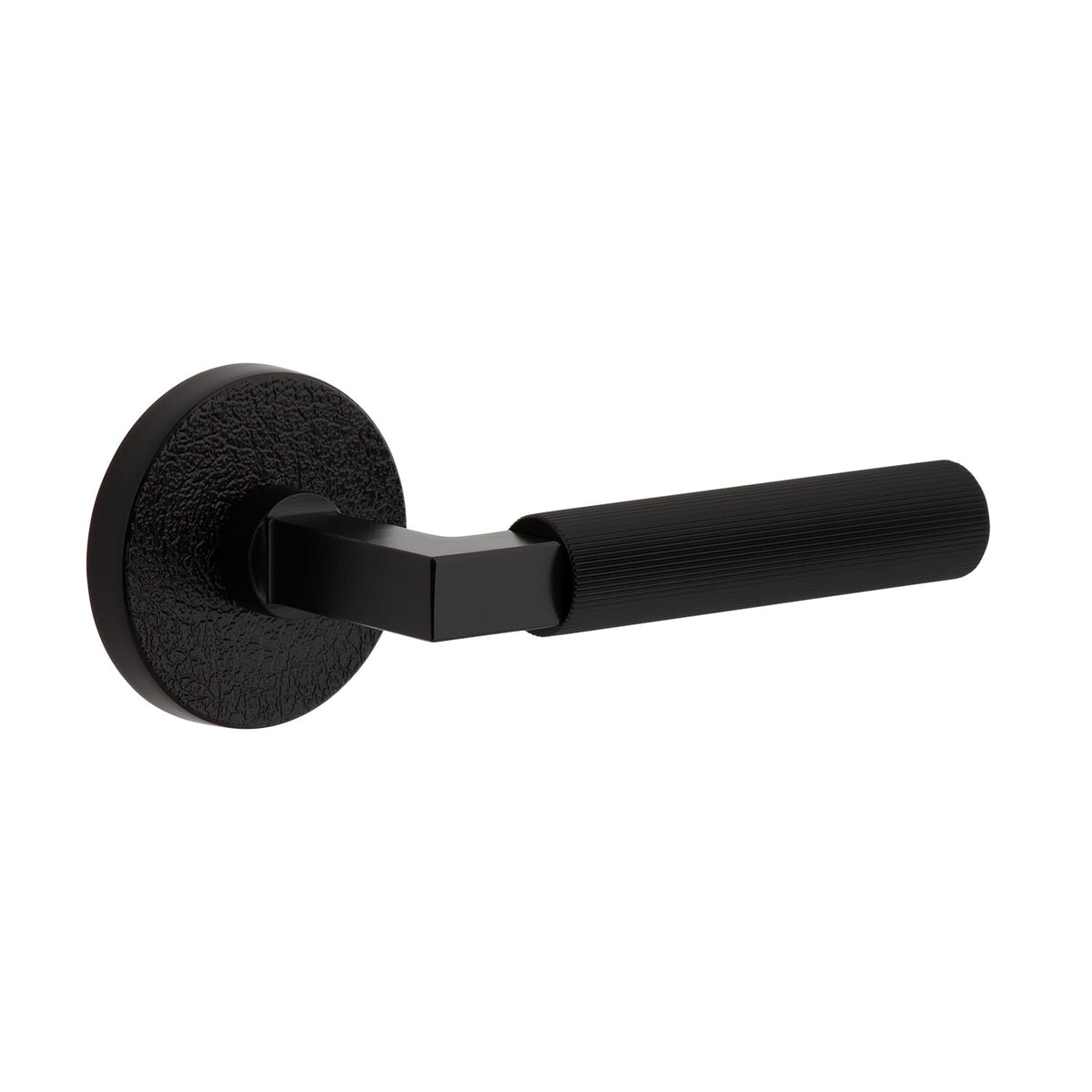 Circolo Leather Rosette with Contempo Fluted Lever in Satin Black