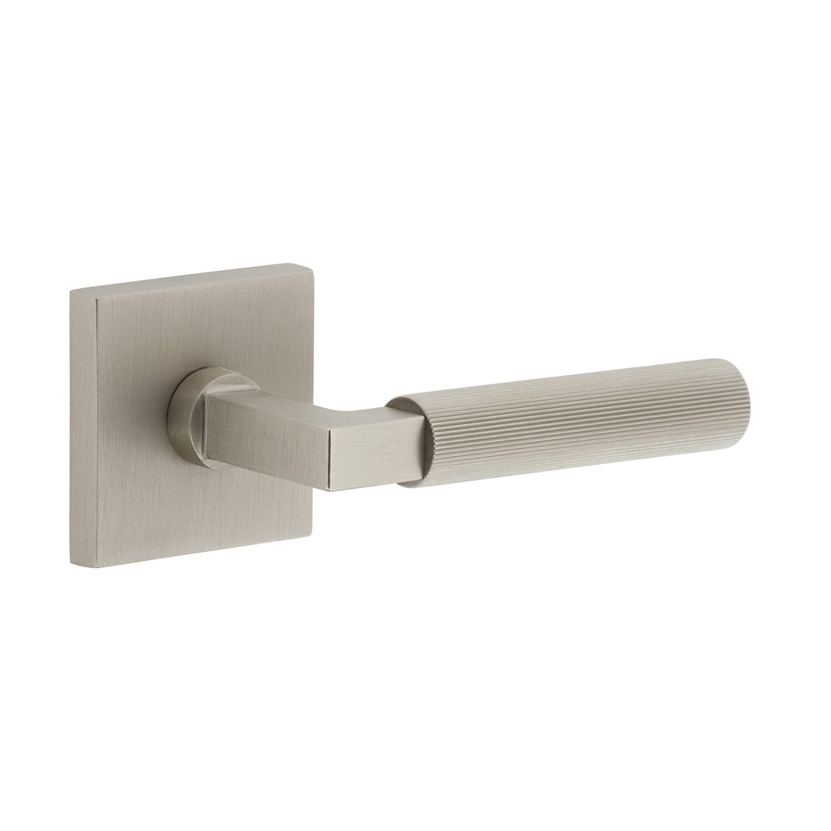 Quadrato Rosette with Contempo Fluted Lever in Satin Nickel