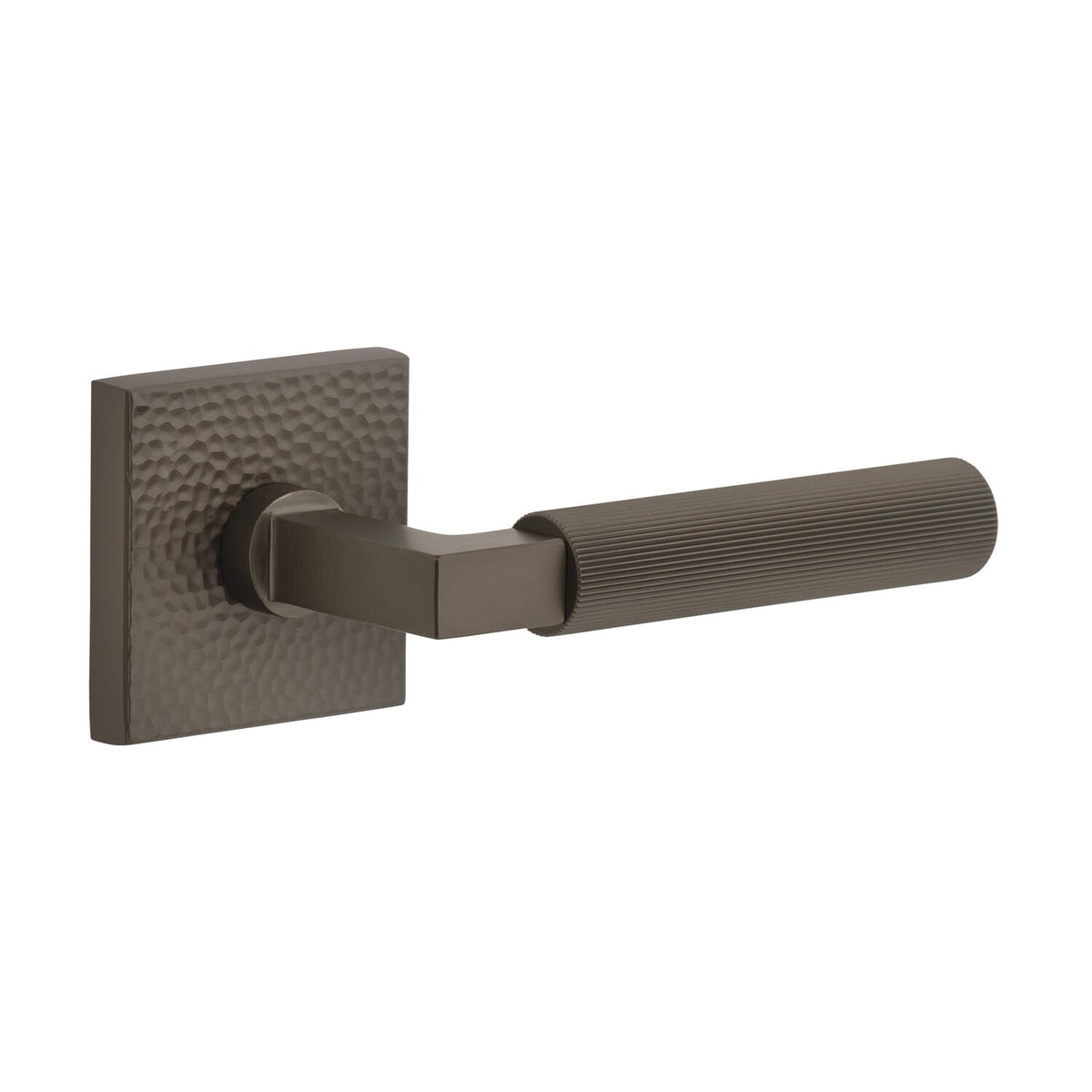 Quadrato Hammered Rosette with Contempo Fluted Lever in Titanium Gray