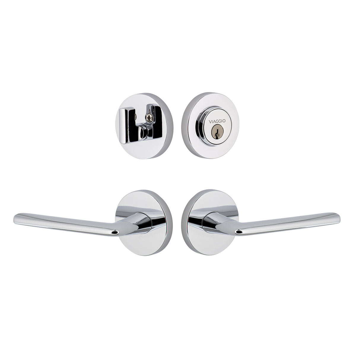 Circolo Rosette Entry Set with Brezza Lever in Bright Chrome