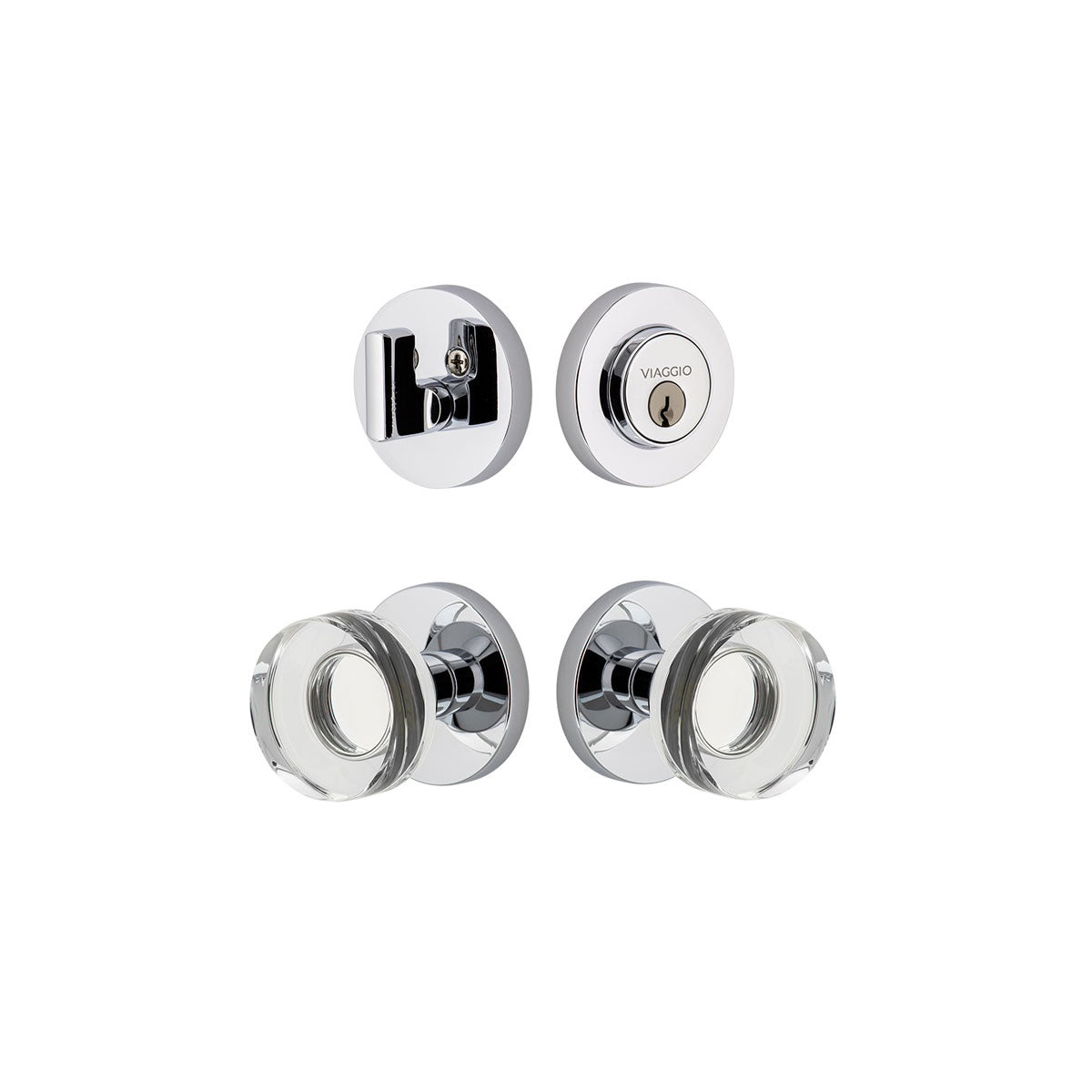 Circolo Rosette Entry Set with Circolo Crystal Knob in Bright Chrome