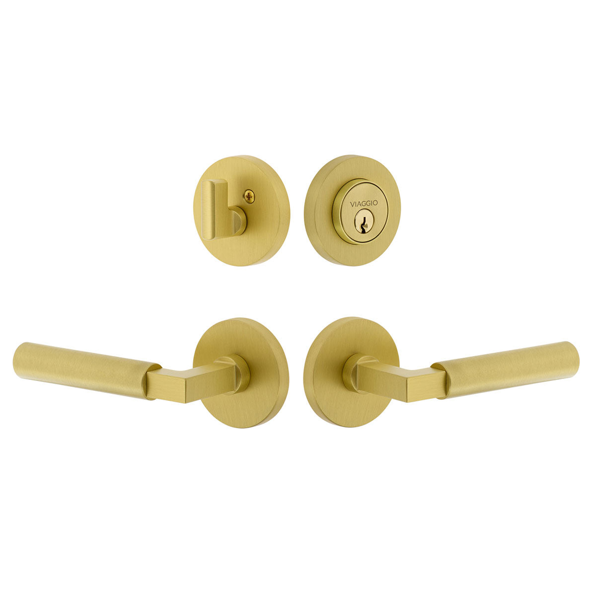 Circolo Rosette Entry Set with Contempo Lever in Satin Brass