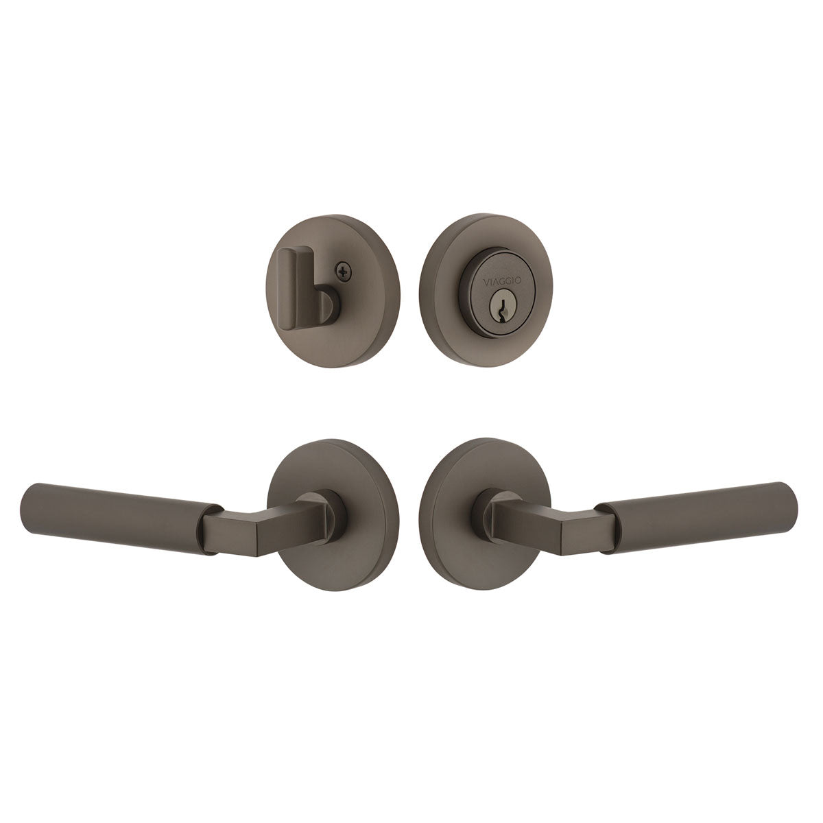 Circolo Rosette Entry Set with Contempo Lever in Titanium Gray