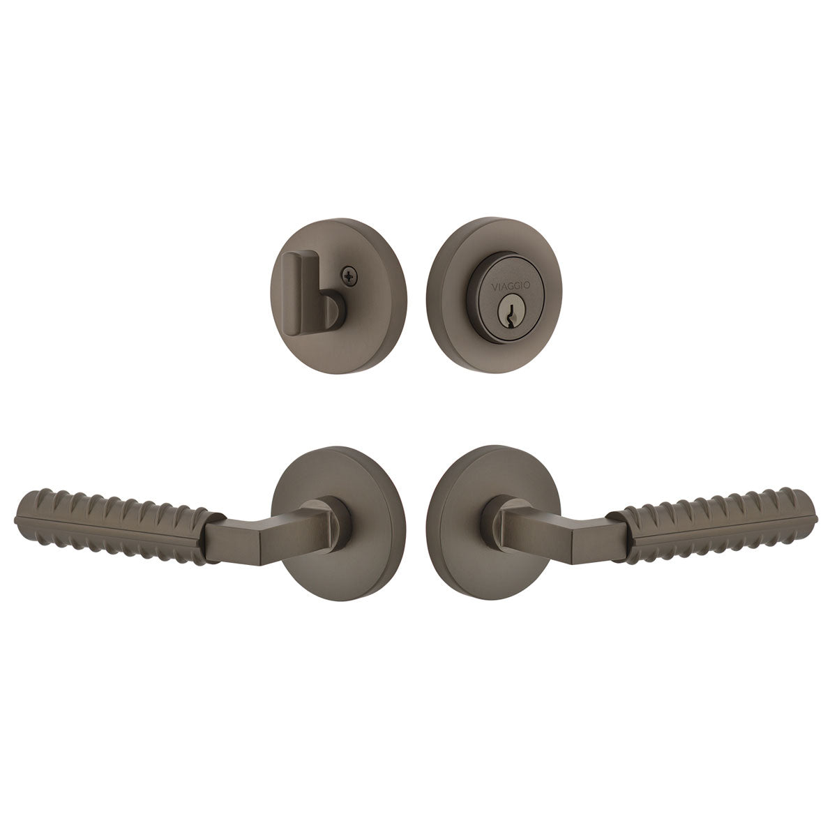 Circolo Rosette Entry Set with Contempo Rebar Lever in Titanium Gray