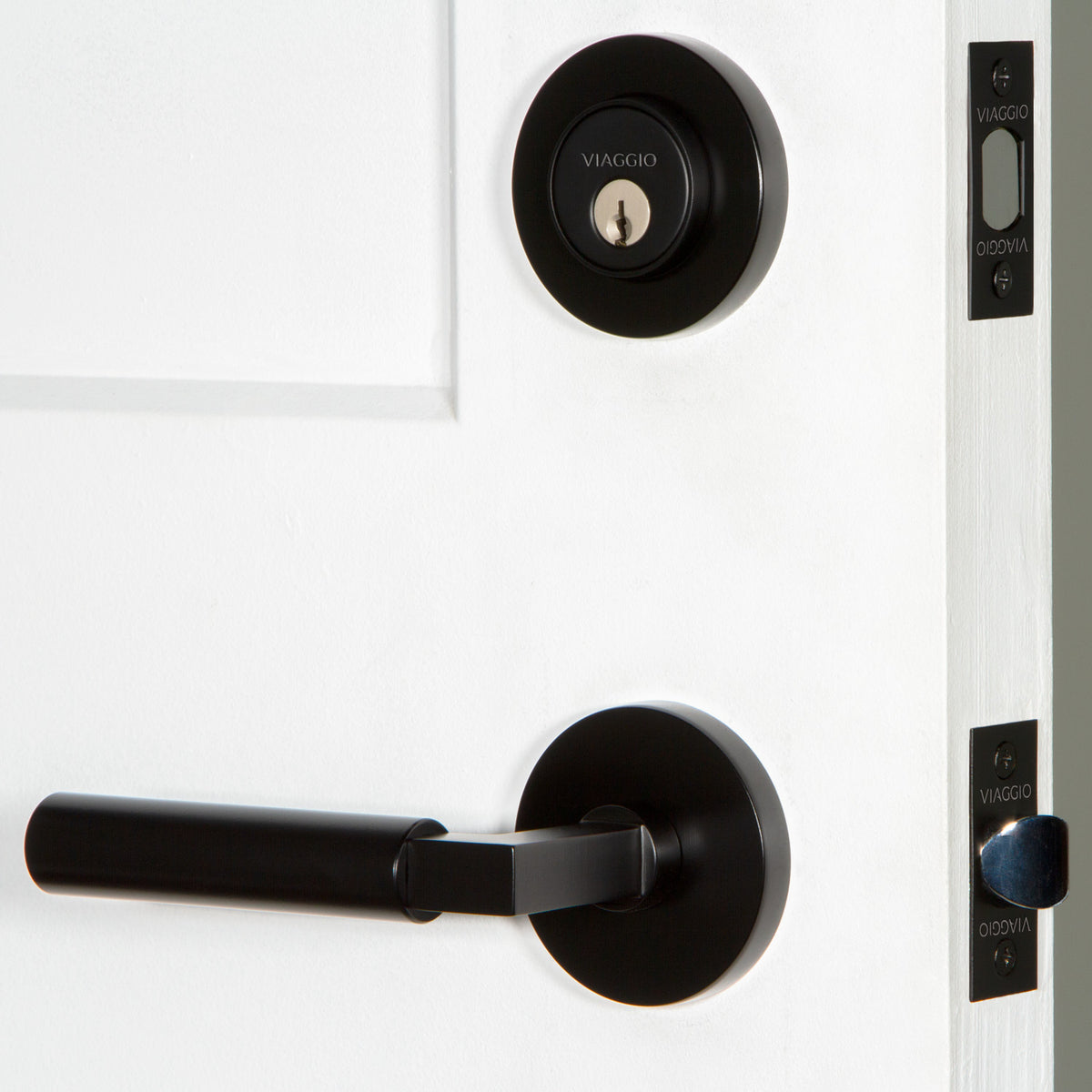 Circolo Rosette Entry Set with Contempo Lever in Satin Black