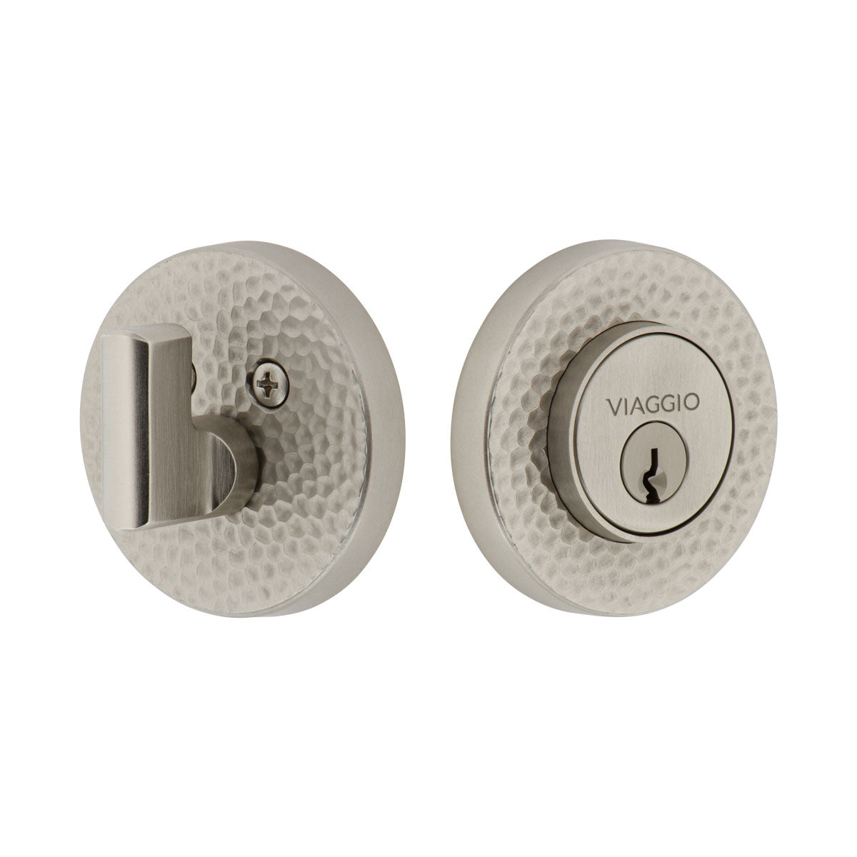 Circolo Hammered  Single Cylinder Deadbolt in Satin Nickel