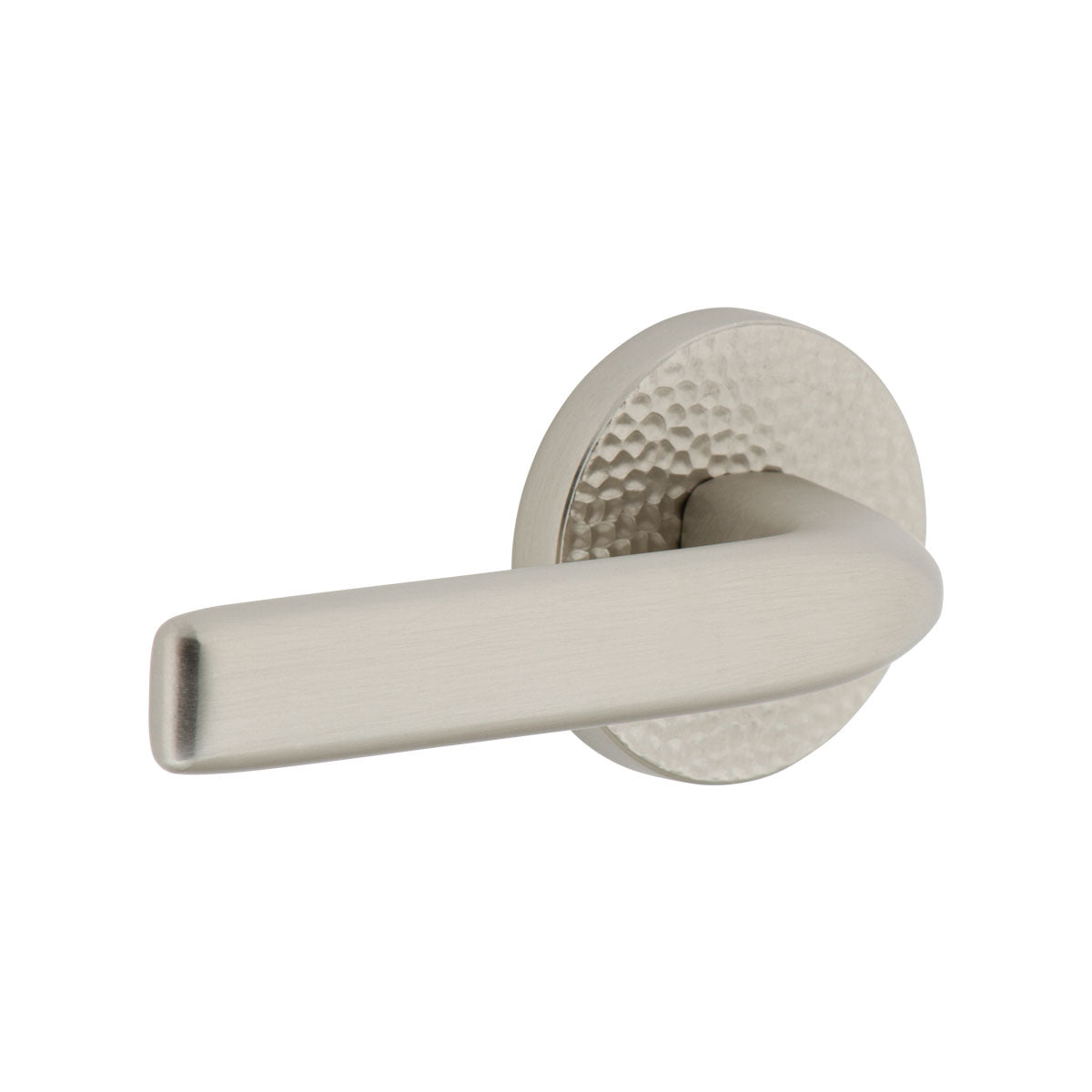 Circolo Hammered Rosette with Bella Lever in Satin Nickel