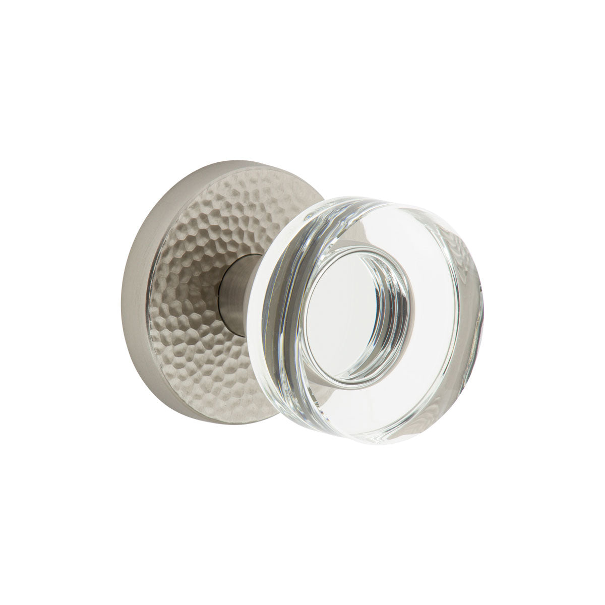 Circolo Hammered Rosette with Circolo Crystal Knob in Satin Nickel