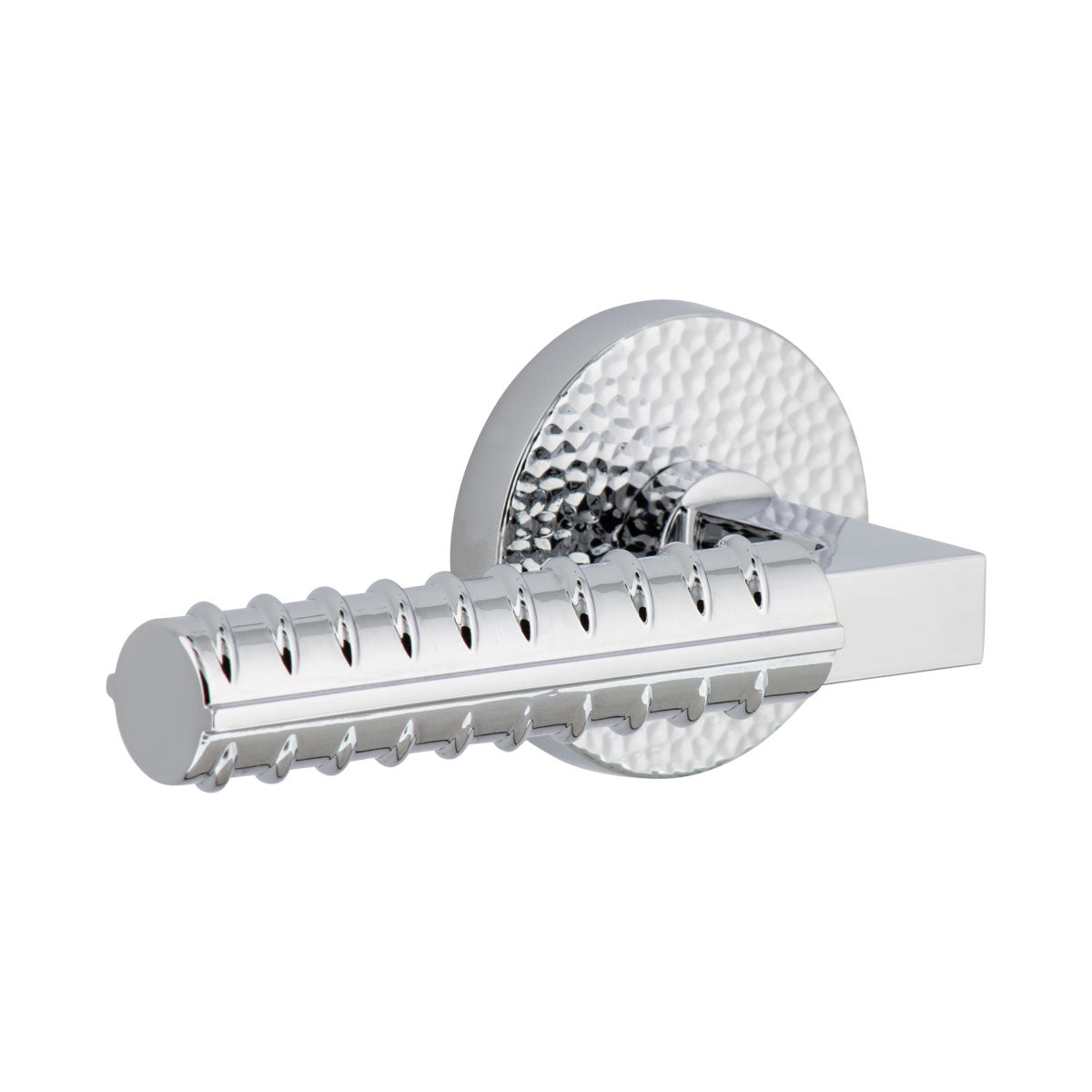 Circolo Hammered Rosette with Contempo Rebar Lever in Bright Chrome