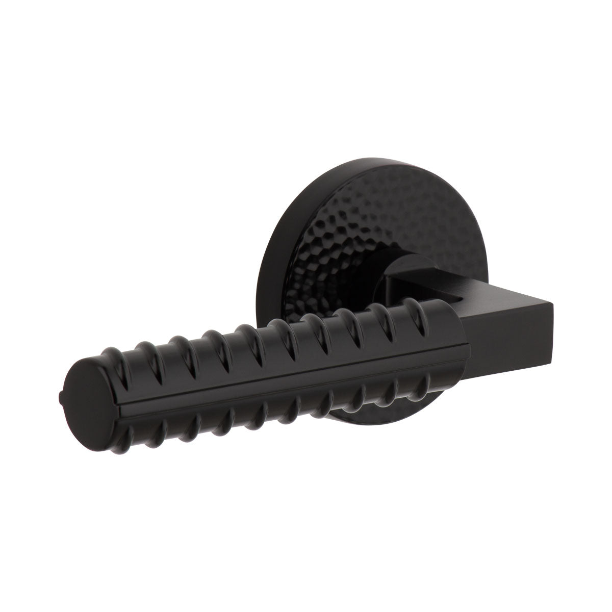 Circolo Hammered Rosette with Contempo Rebar Lever in Satin Black