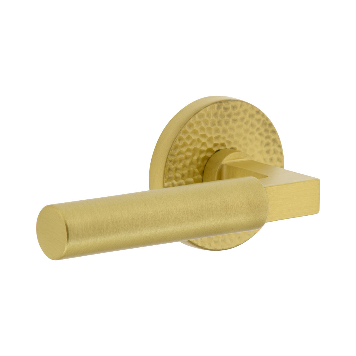 Circolo Hammered Rosette with Contempo Lever in Satin Brass