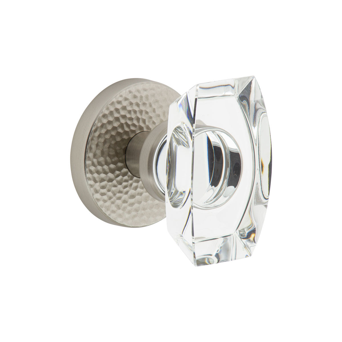 Circolo Hammered Rosette with Stella Crystal Knob in Satin Nickel