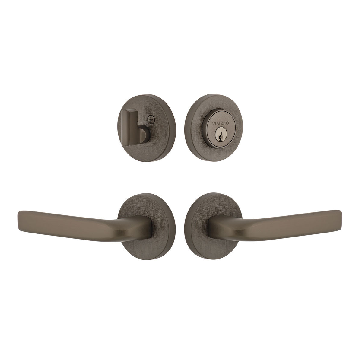 Circolo Linen Rosette Entry Set with Bella Lever in Titanium Gray