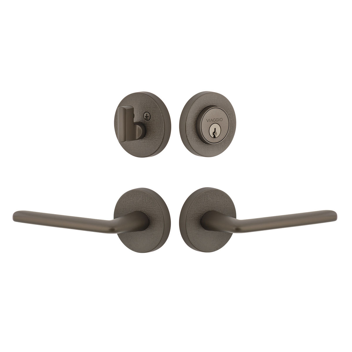 Circolo Linen Rosette Entry Set with Brezza Lever in Titanium Gray