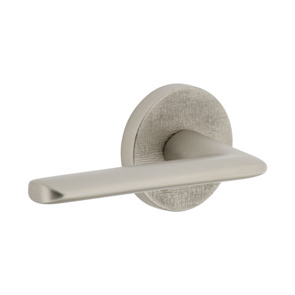 Circolo Linen Rosette with Brezza Lever in Satin Nickel