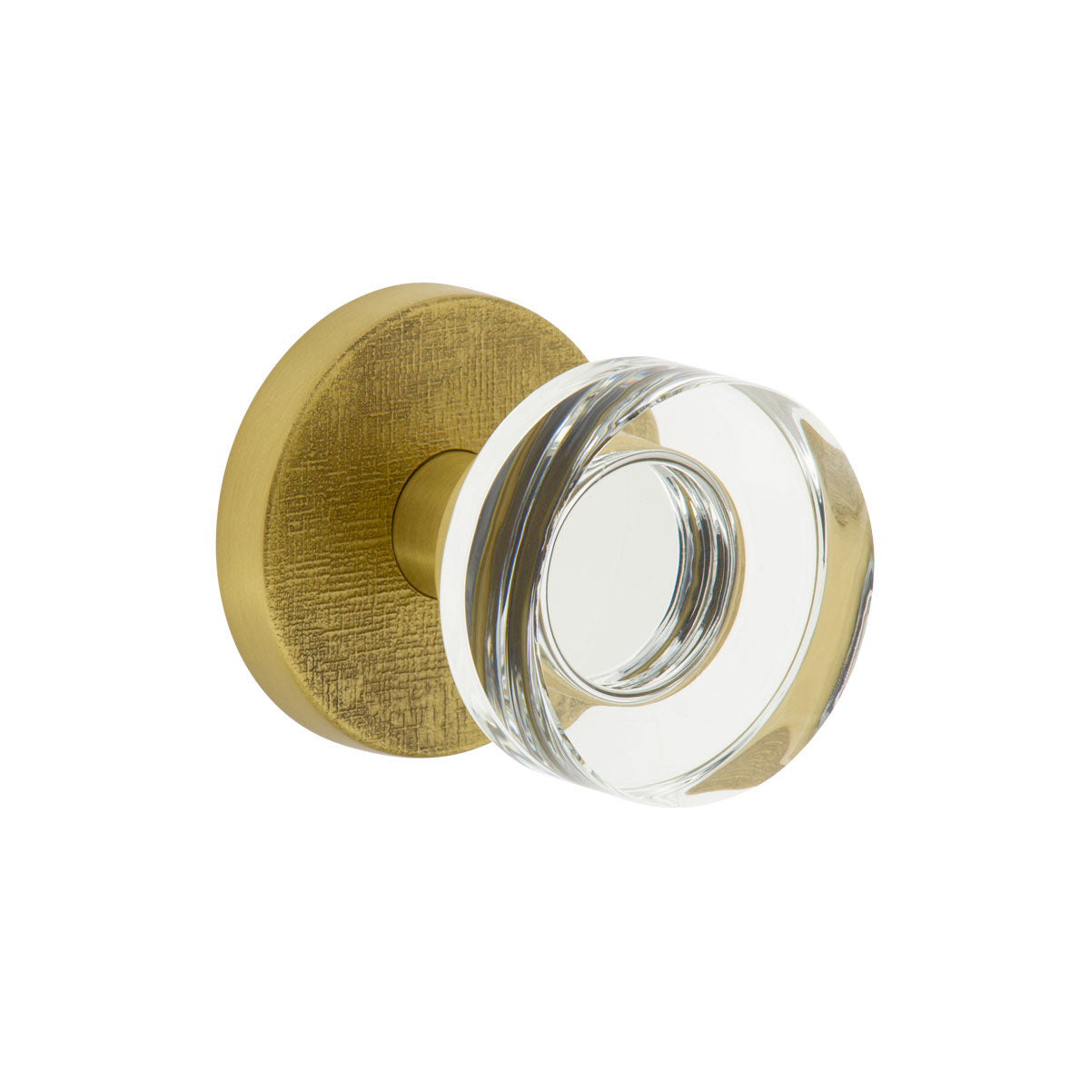 Circolo Linen Rosette with Circolo Crystal Knob in Satin Brass