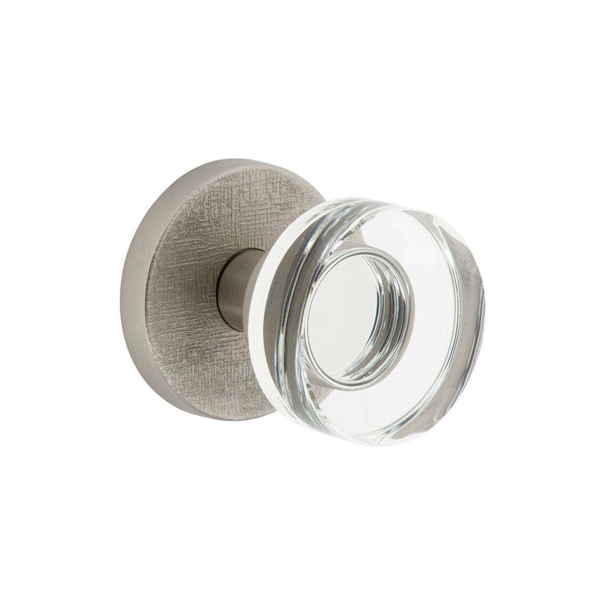 Circolo Linen Rosette with Circolo Crystal Knob in Satin Nickel