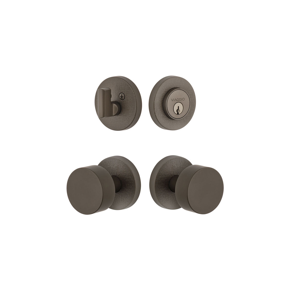 Circolo Linen Rosette Entry Set with Circolo Knob in Titanium Gray