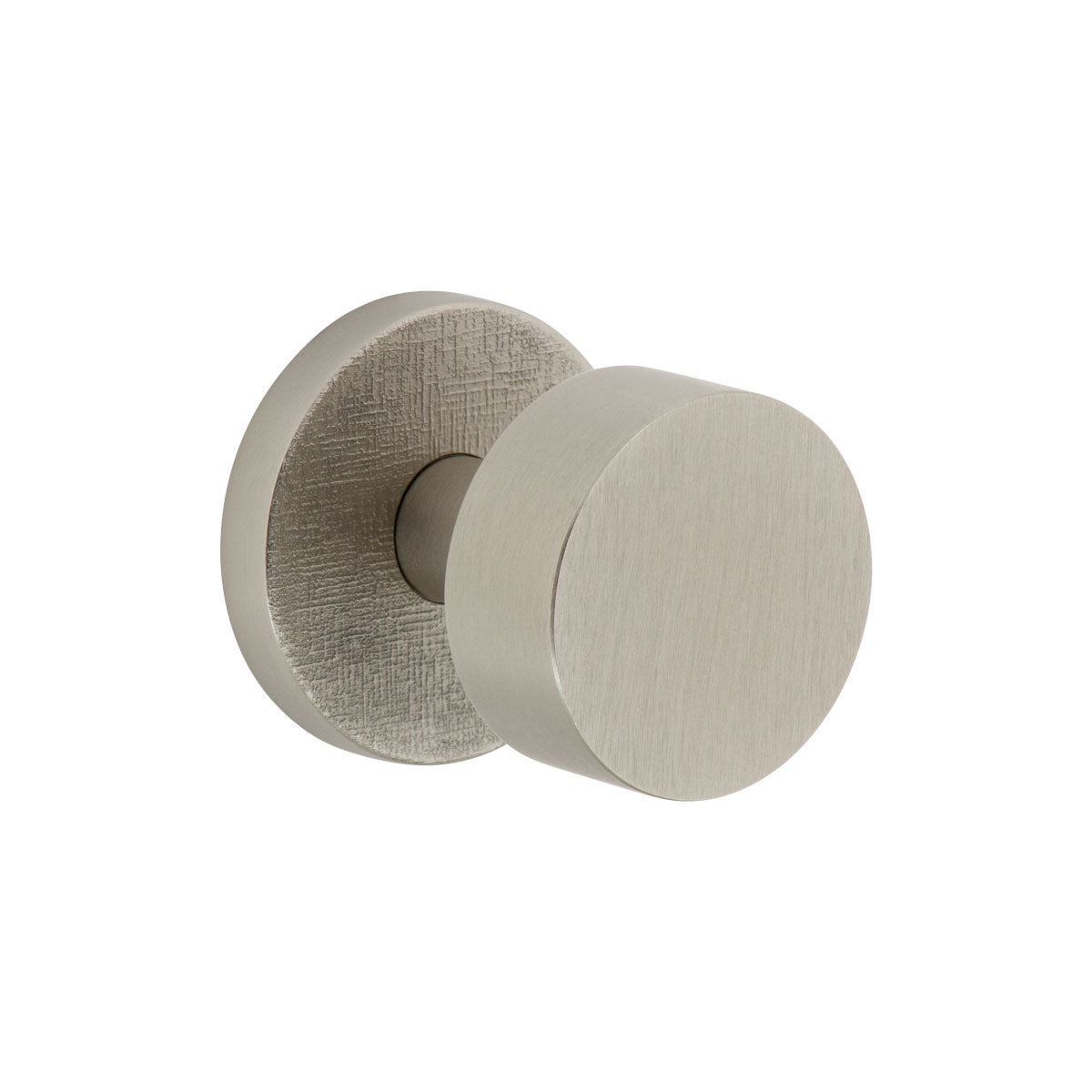 Circolo Linen Rosette with Circolo Knob in Satin Nickel