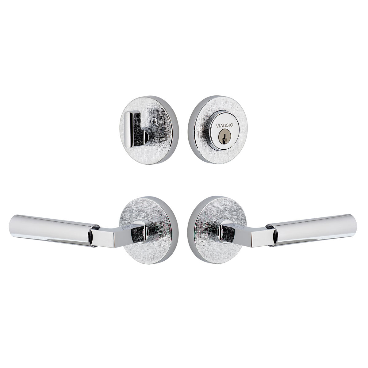 Circolo Linen Rosette Entry Set with Contempo Lever in Bright Chrome