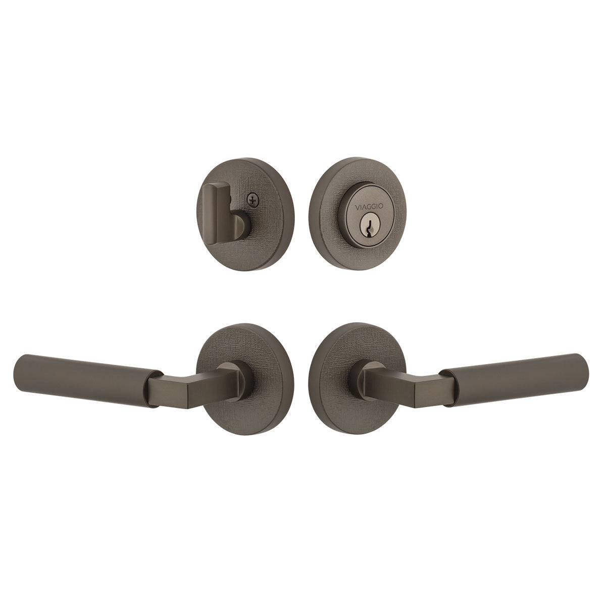 Circolo Linen Rosette Entry Set with Contempo Lever in Titanium Gray