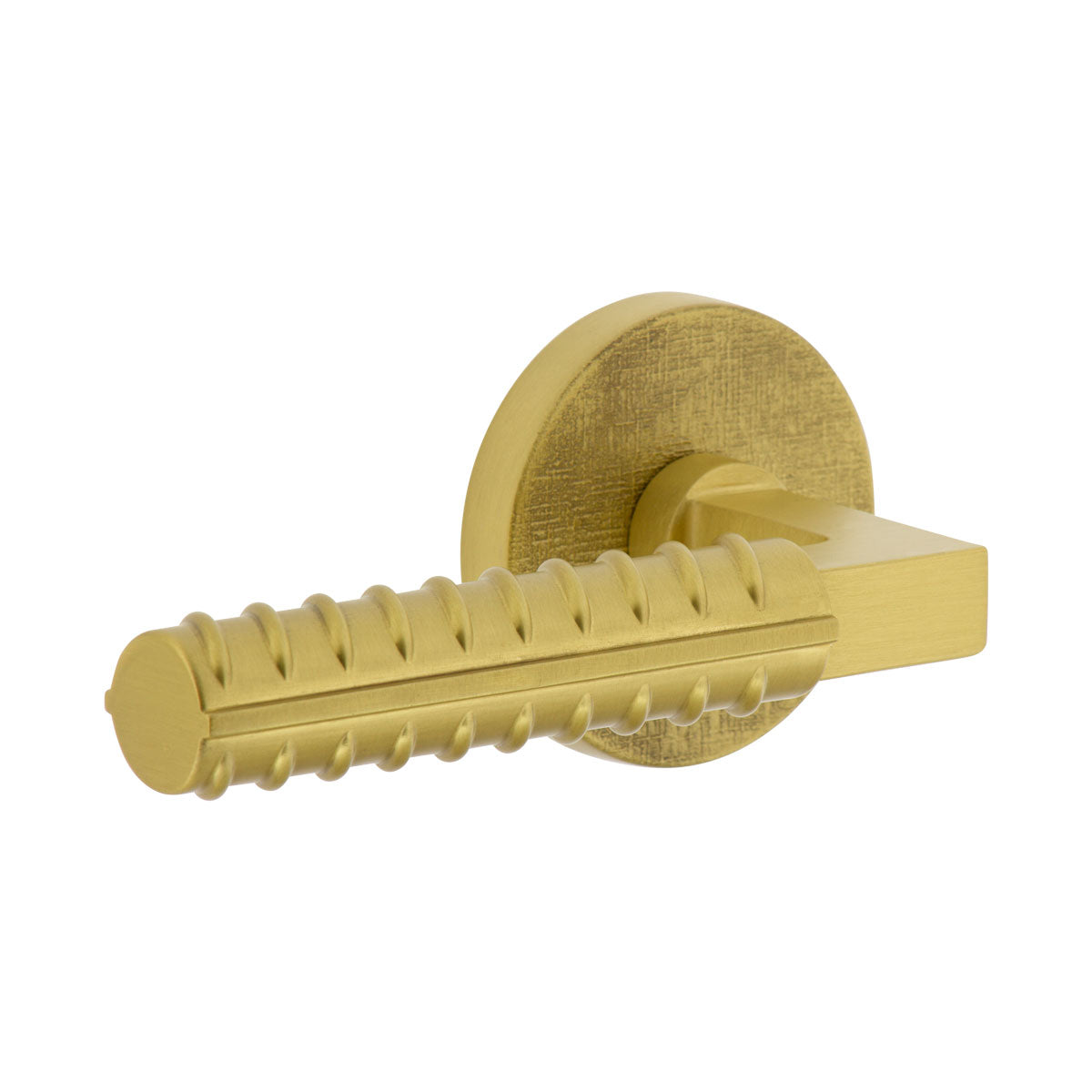 Circolo Linen Rosette with Contempo Rebar Lever in Satin Brass