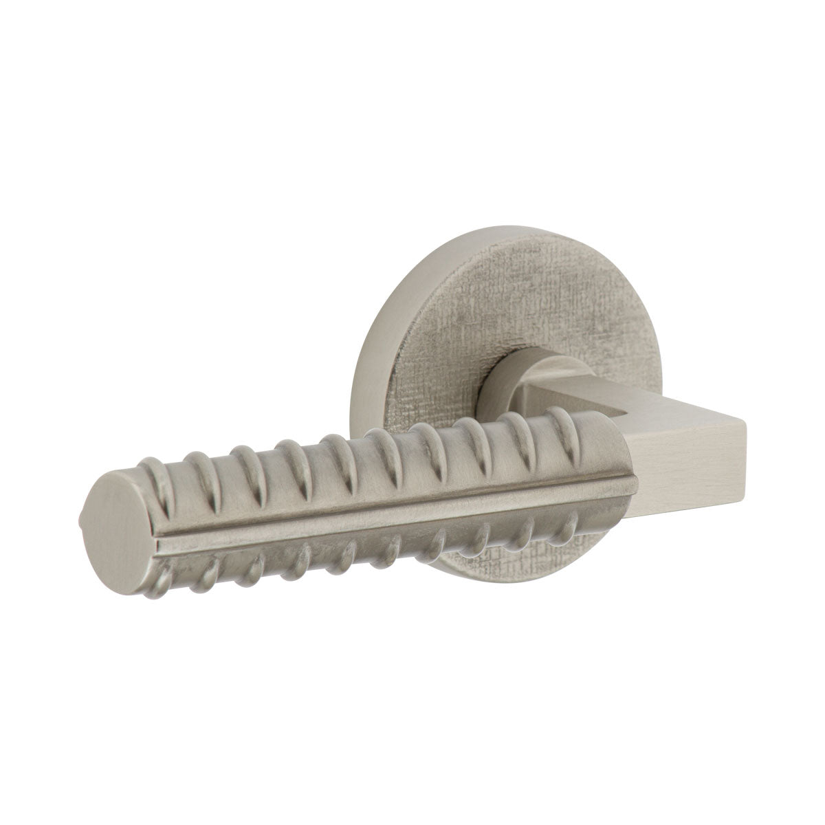 Circolo Linen Rosette with Contempo Rebar Lever in Satin Nickel