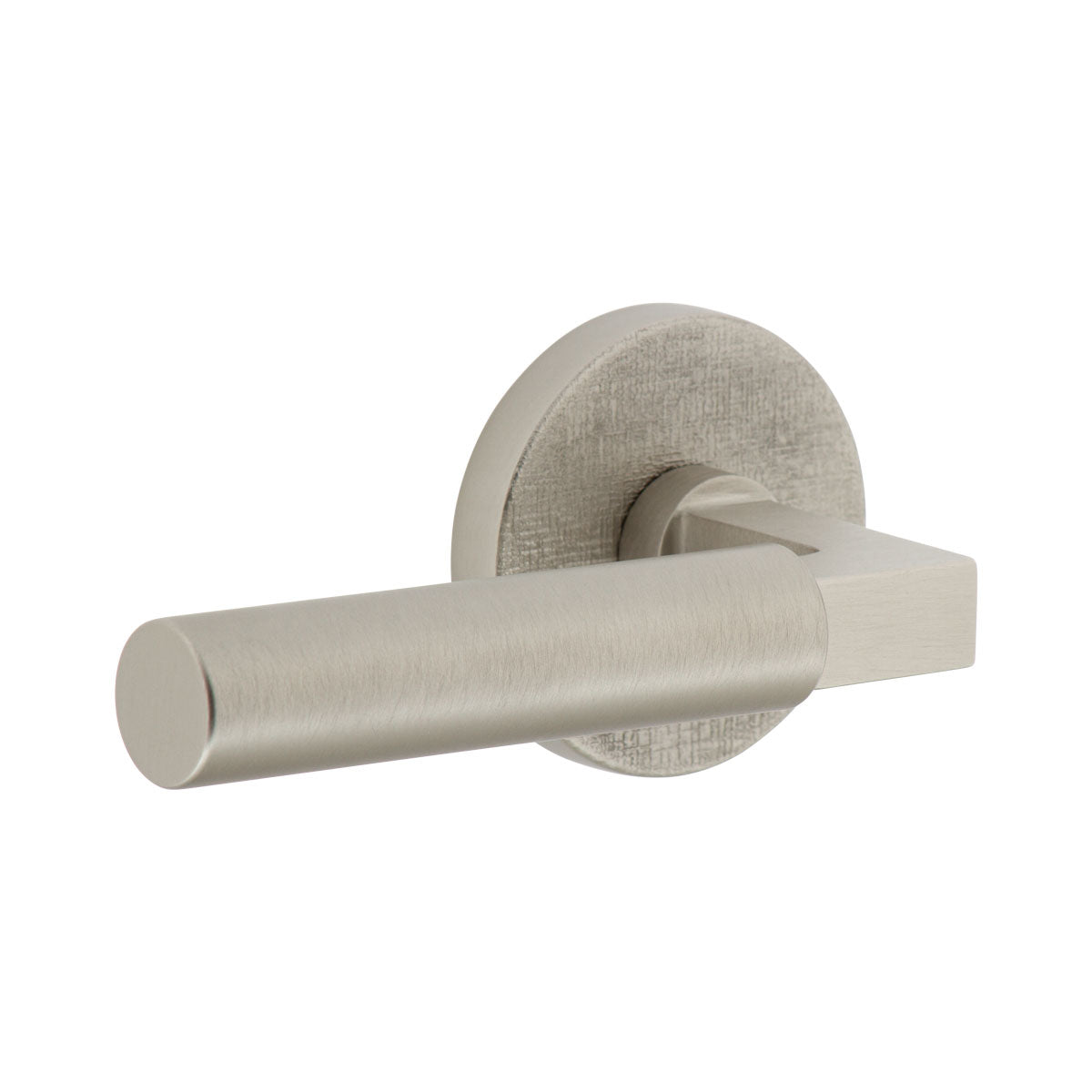 Circolo Linen Rosette with Contempo Lever in Satin Nickel