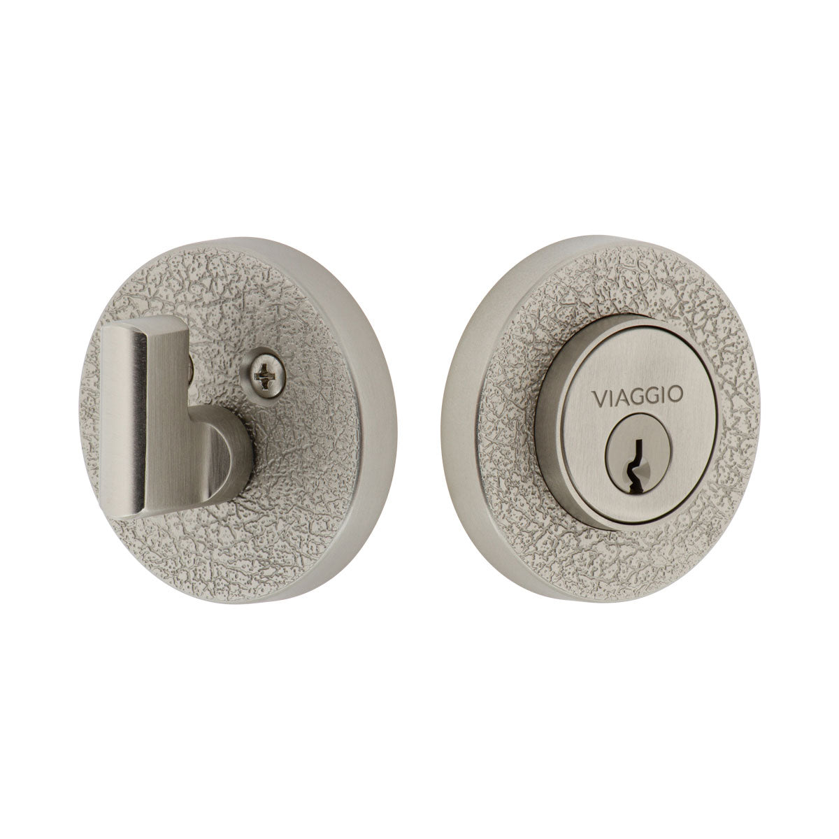 Circolo Leather  Single Cylinder Deadbolt in Satin Nickel