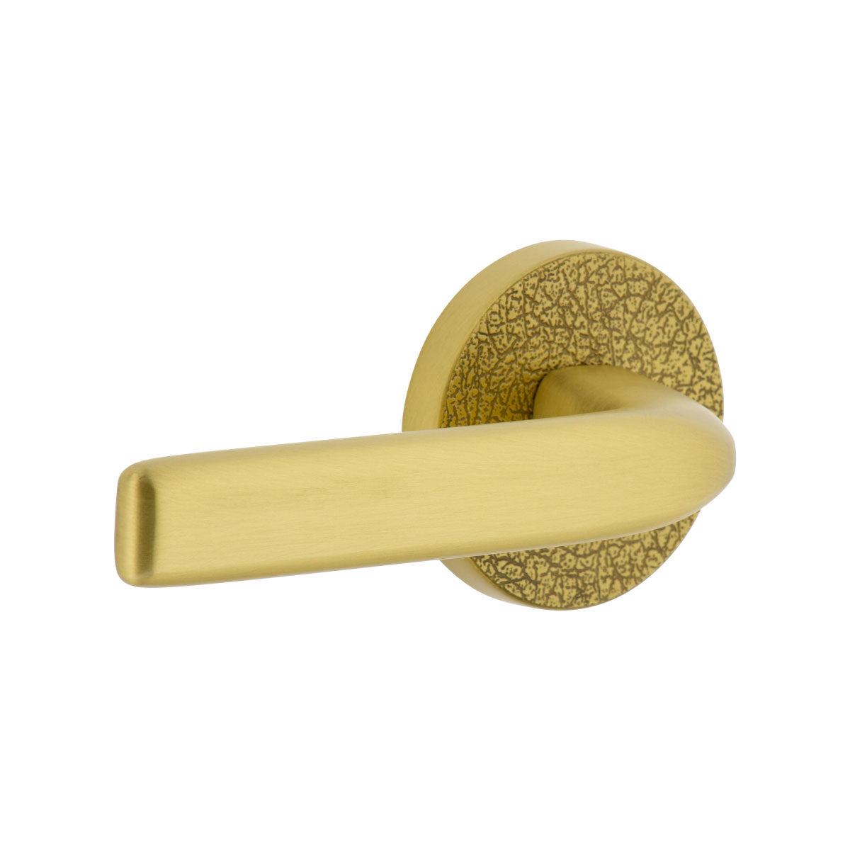 Circolo Leather Rosette with Bella Lever in Satin Brass