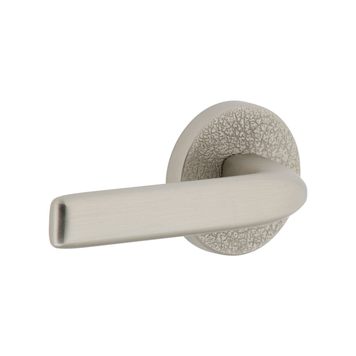 Circolo Leather Rosette with Bella Lever in Satin Nickel