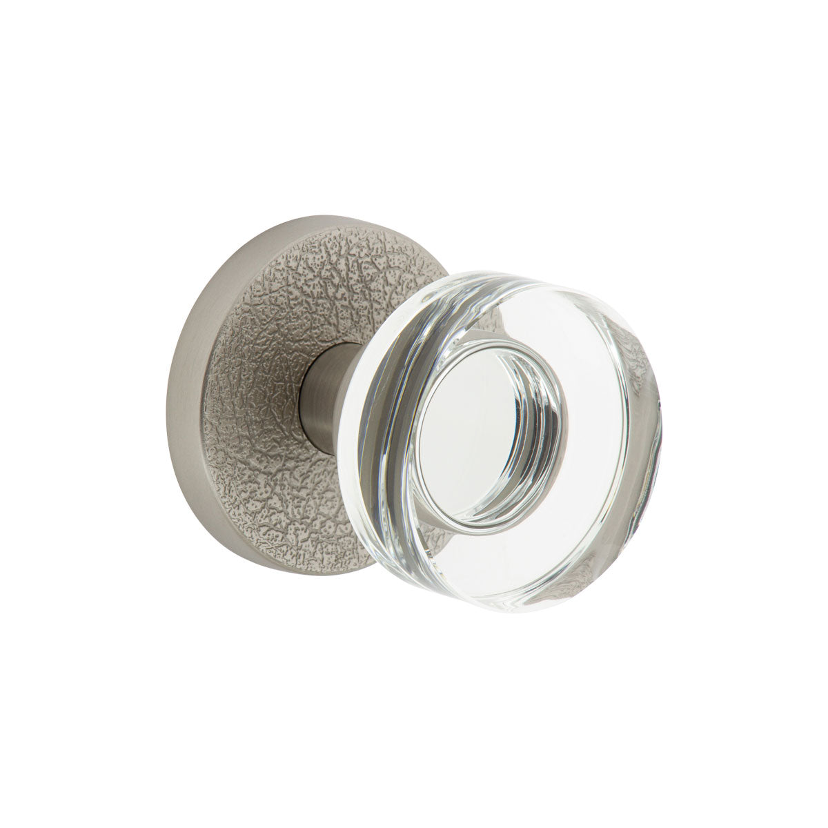 Circolo Leather Rosette with Circolo Crystal Knob in Satin Nickel