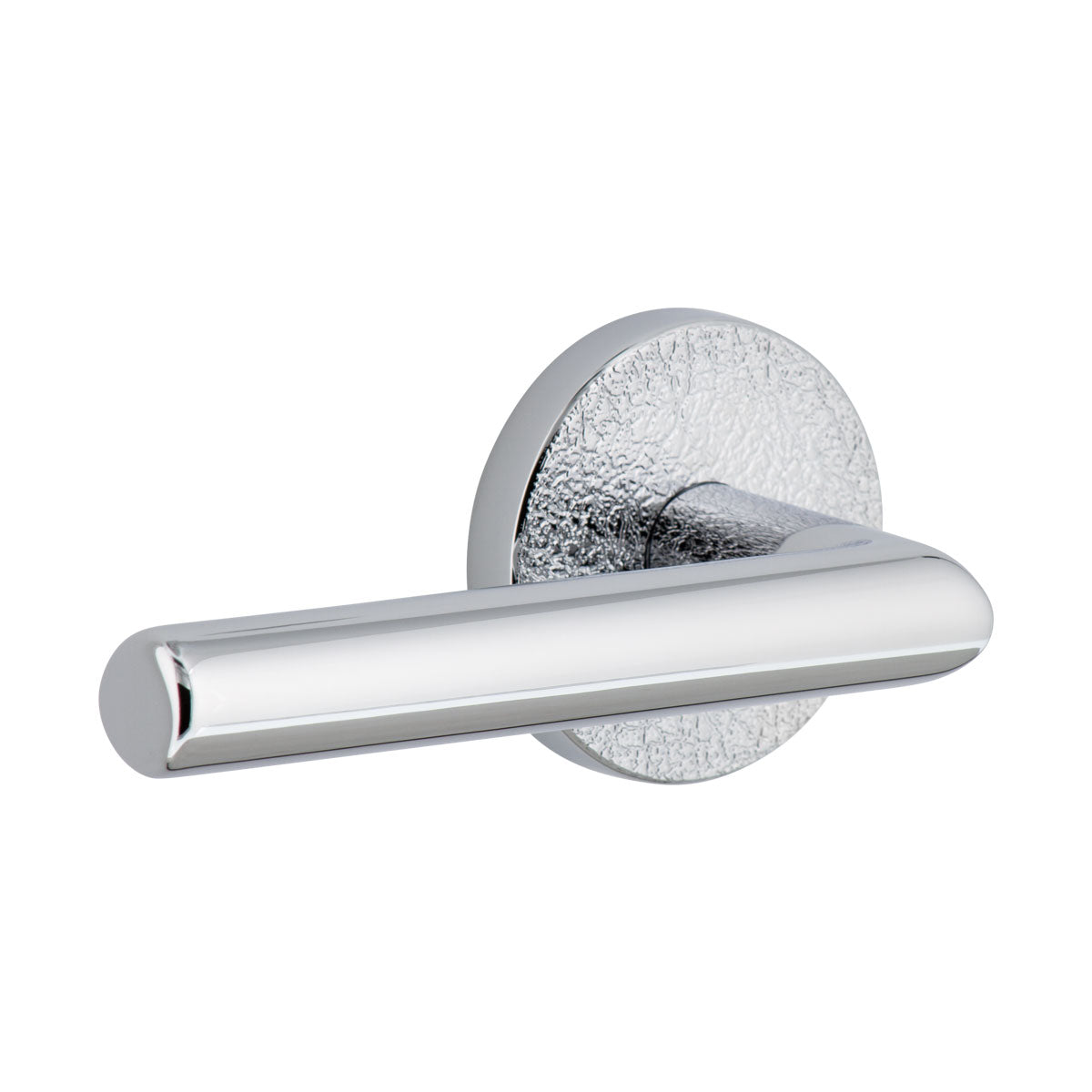 Circolo Leather Rosette with Moderno Lever in Bright Chrome
