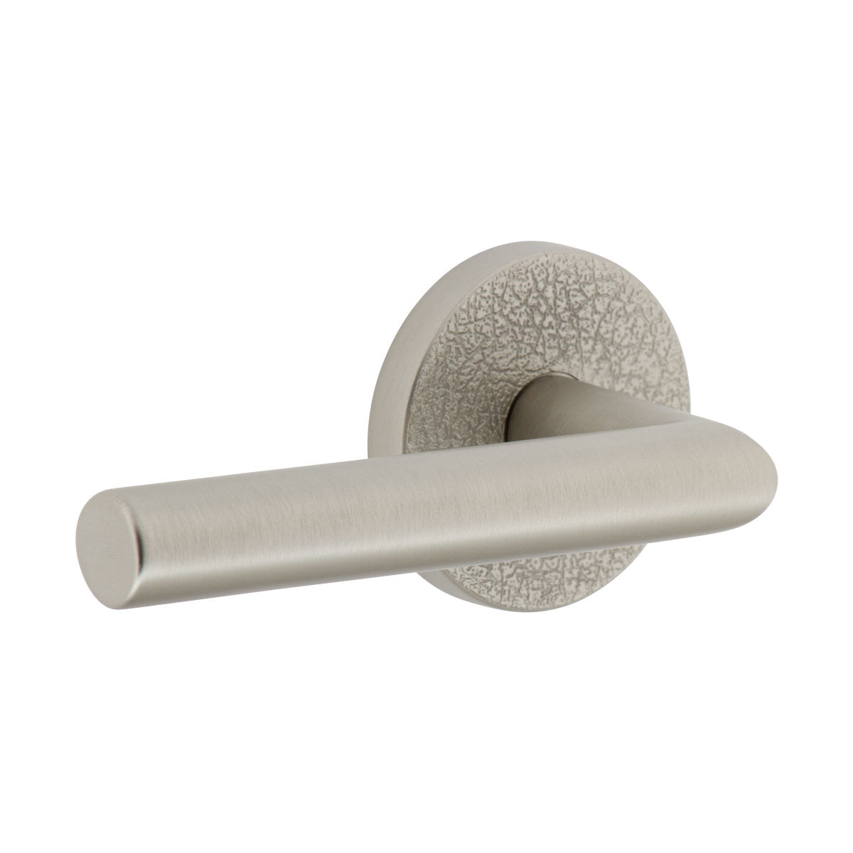 Circolo Leather Rosette with Moderno Lever in Satin Nickel