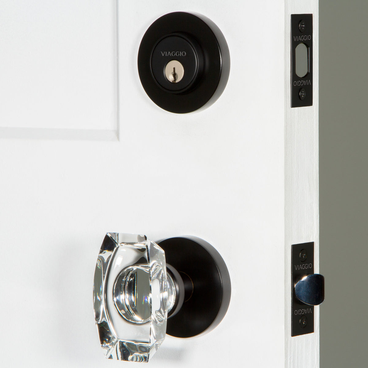 Circolo Rosette Entry Set with Stella Knob in Satin Black