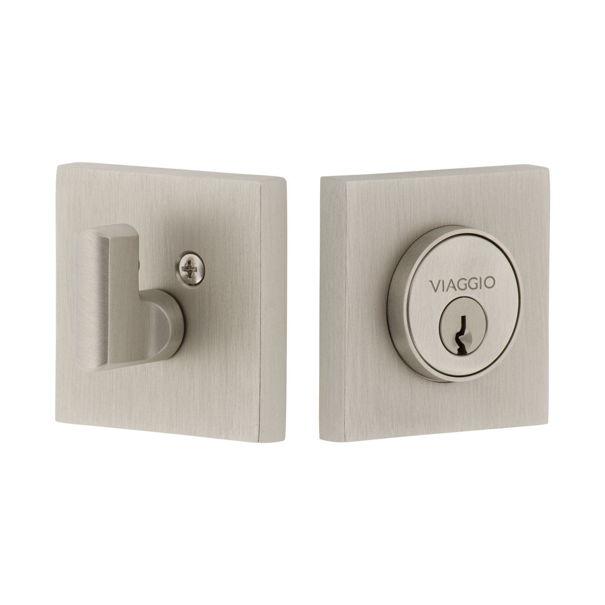 Quadrato Single Cylinder Deadbolt in Satin Nickel