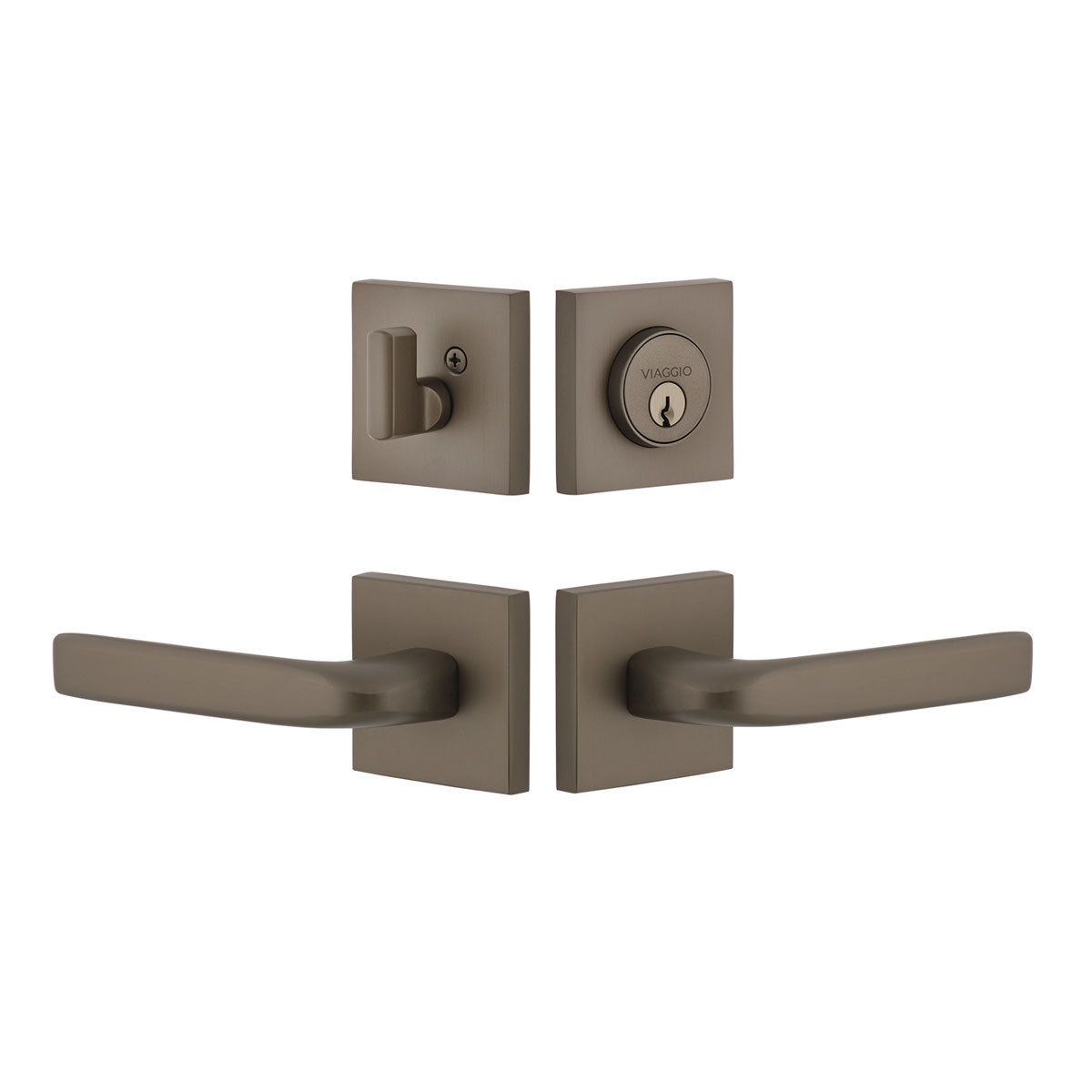 Quadrato Rosette Entry Set with Bella Lever in Titanium Gray