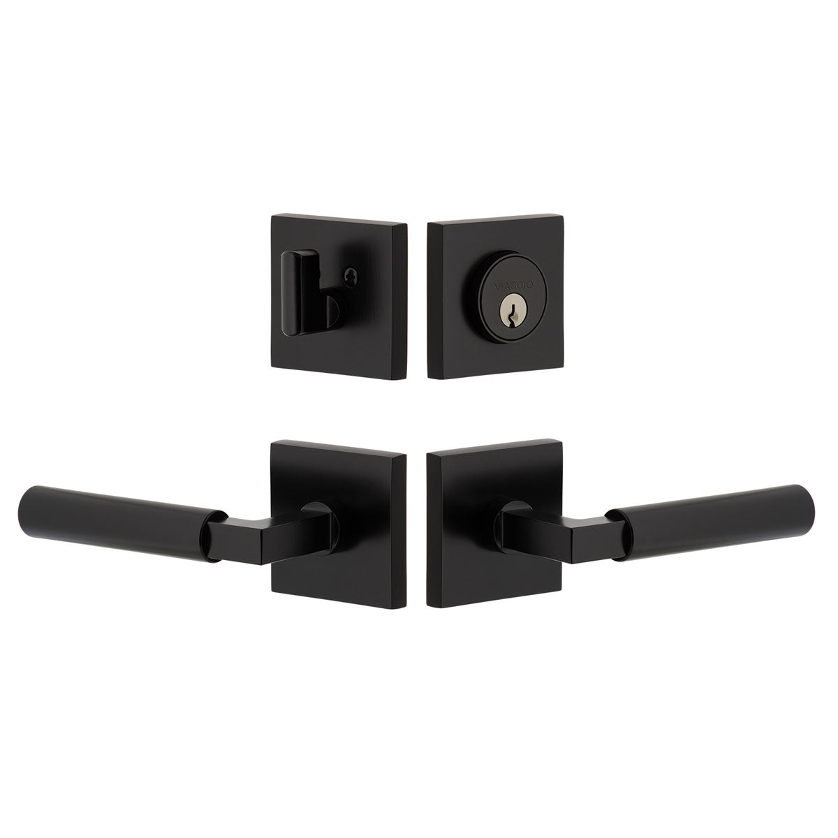 Quadrato Rosette Entry Set with Contempo Lever in Satin Black