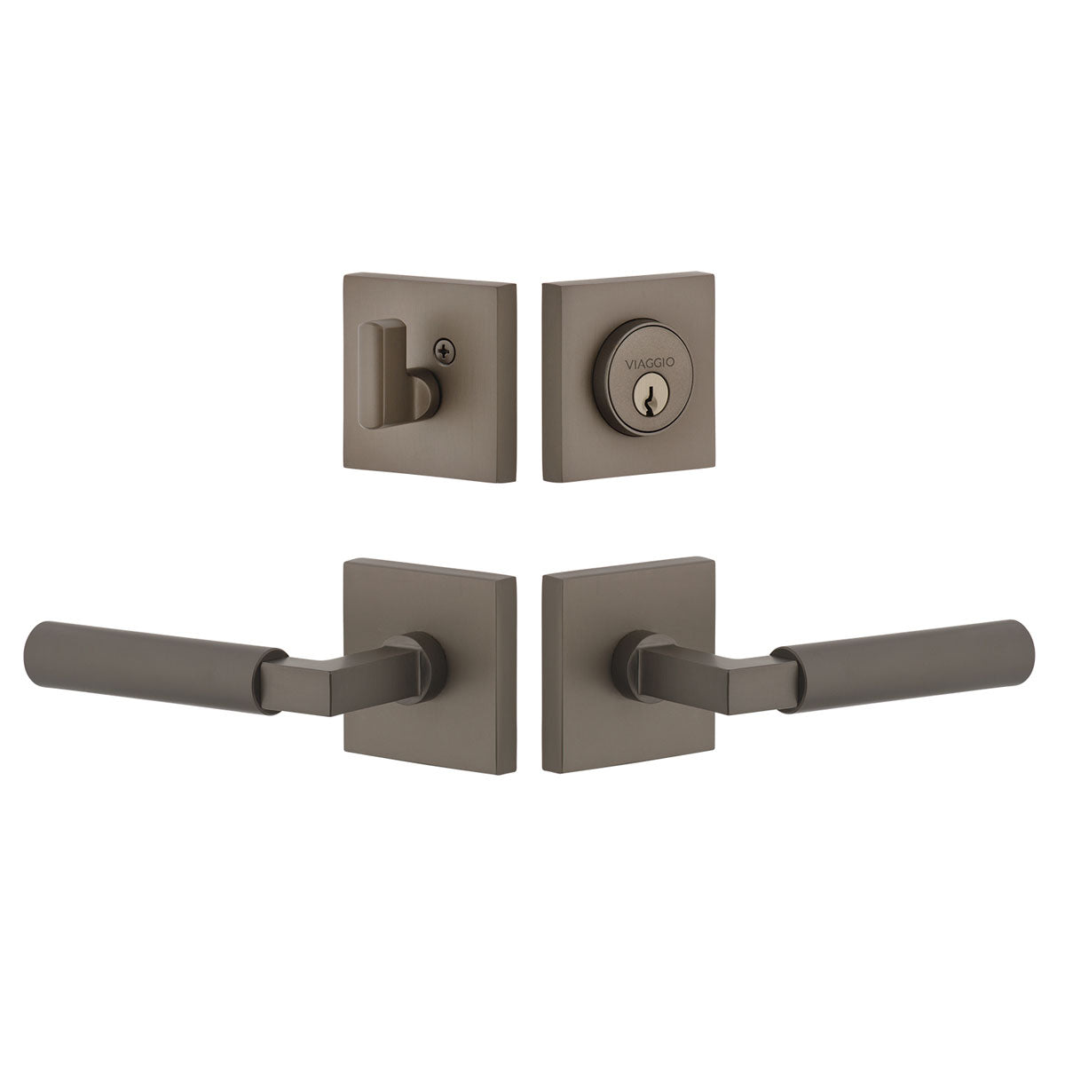 Quadrato Rosette Entry Set with Contempo Lever in Titanium Gray